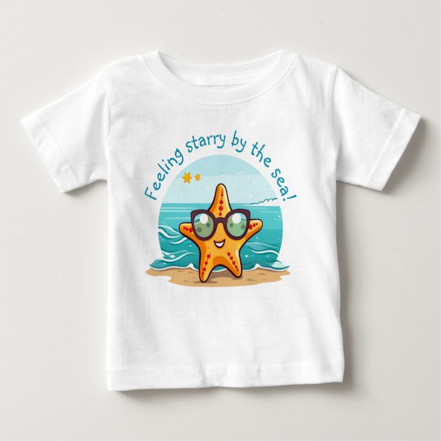 Äventyr | Cute Starfish with Sunglass T Shirt (Framsida)