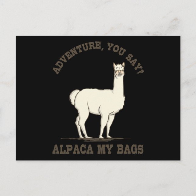 ÄVENTYR DU SÄGER ALPACA MY BAGS Lustigt Vykort (Framsida)