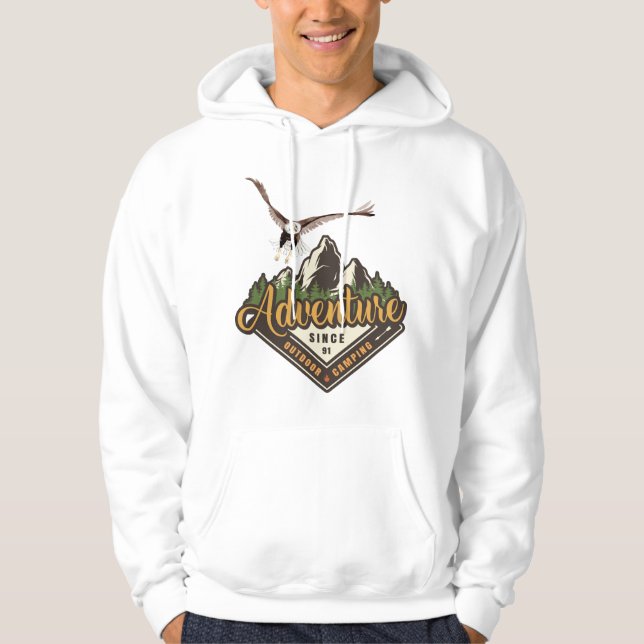 Äventyr Eagle Hiking Mountain Hoodie (Framsida)