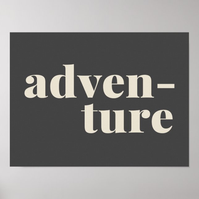 Äventyr | Enkel inspirationsresa, citat Grått Poster (Framsidan)