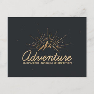 Äventyr Explorer Dream Discover Typography Vykort