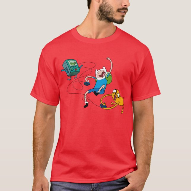 Äventyr | Finn & Jake Play med BMO T Shirt (Framsida)