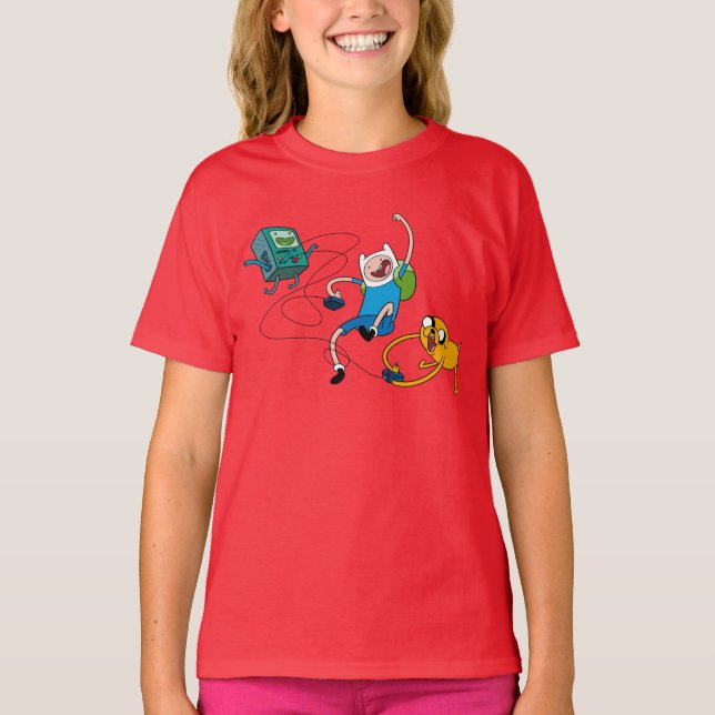 Äventyr | Finn & Jake Play med BMO T Shirt (Framsida)