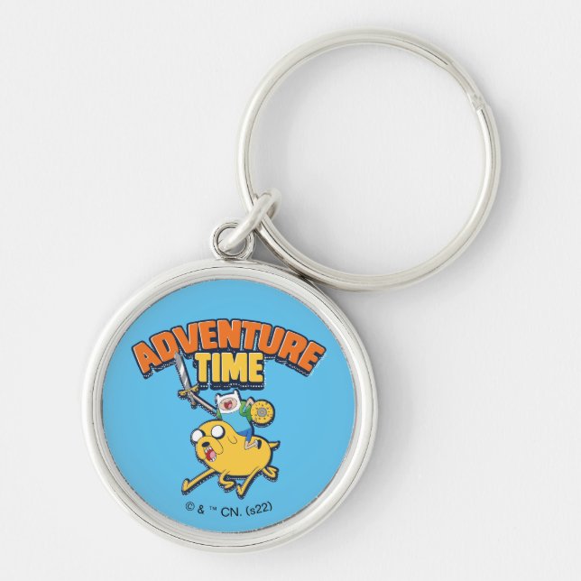 Äventyr | Finn Riding Jake Rund Silverfärgad Nyckelring (Framsidan)