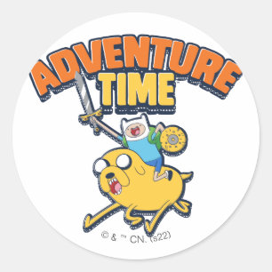 Äventyr Finn Riding Jake Runt Klistermärke