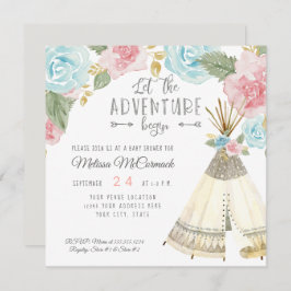 Äventyr för grått för flickaduschteepeen börjar inbjudningar