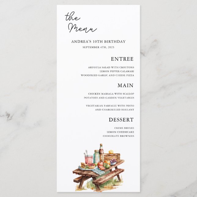 Äventyr Forest Camper Birthday Meny (Framsida)