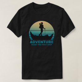 Äventyr gör det första stegets retro-solnedgång t shirt