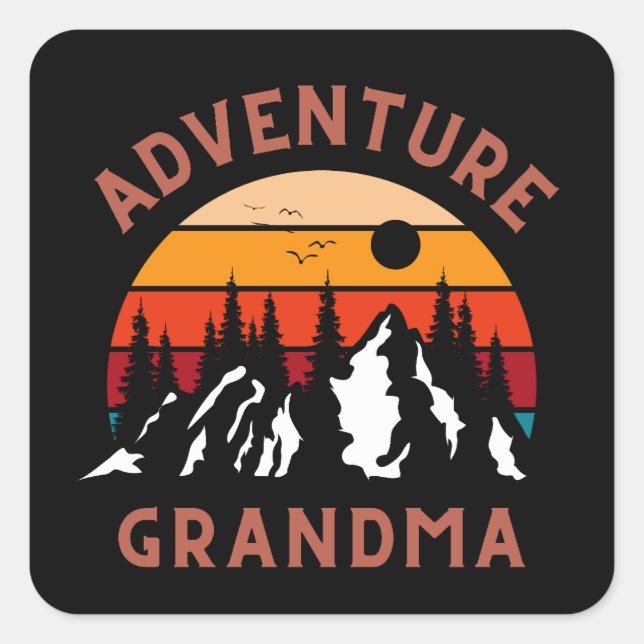 Äventyr Grandma Fyrkantigt Klistermärke (Framsida)