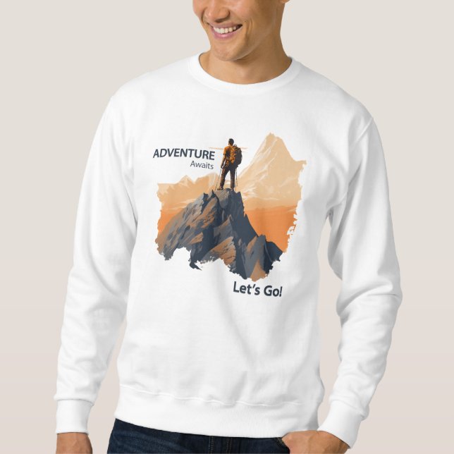 Äventyr Hiking, Äventyr Awaits, nu kör vi! Lång Ärmad Tröja (Framsida)