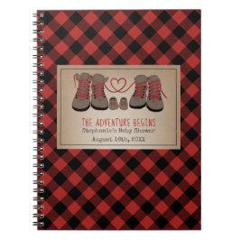 Äventyr Hiking Boots Play Baby Shower Guestbook Anteckningsbok