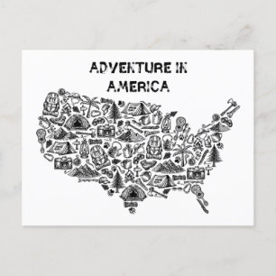 Äventyr i Amerika Karta symboler Vykort