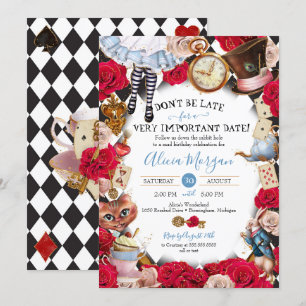 Äventyr i Wonderland Mad Tea Party Birthday Inbjudningar