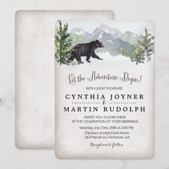 Äventyr inleder en inbjudan till Rustic Wedding (Fram/baksida)