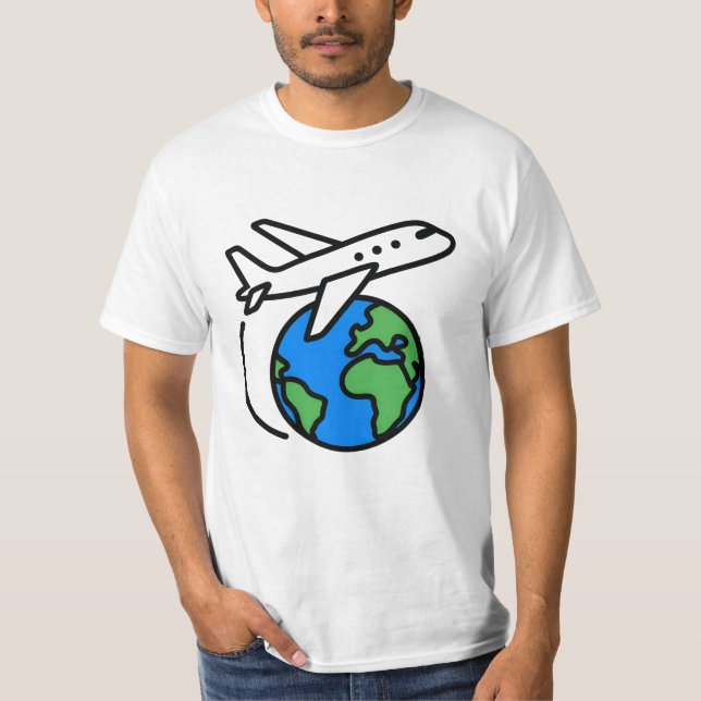 Äventyr inväntar Globe Airplan Travel T-Shirt (Framsida)