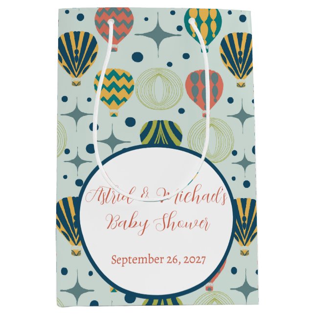 Äventyr inväntar Luftballong Blue Baby Shower (Framsidan)