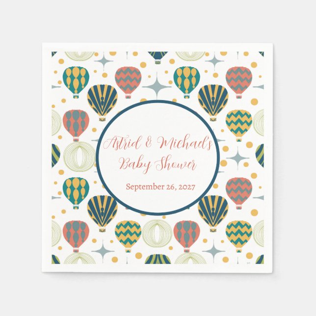 Äventyr inväntar Luftballongens babyskor Pappersservett (Framsidan)