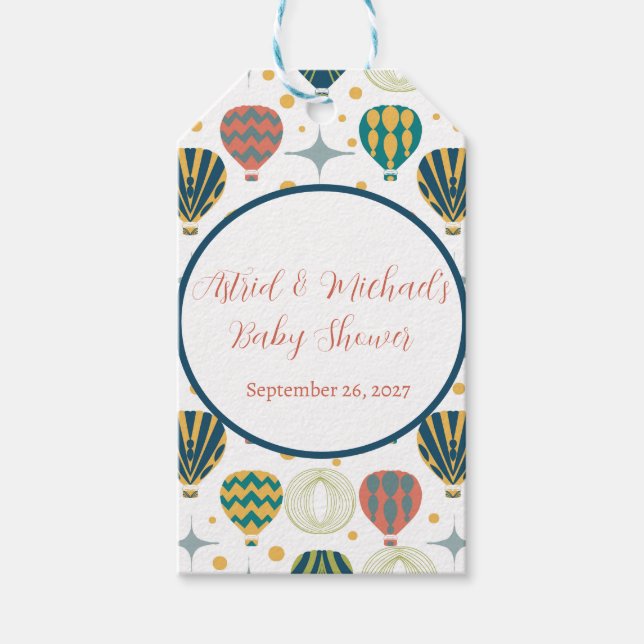 Äventyr inväntar Luftballongens babyskor Presentetikett (Framsidan)