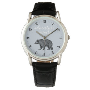 Äventyr inväntar Rustic Walking Bear Hiking Watch Armbandsur