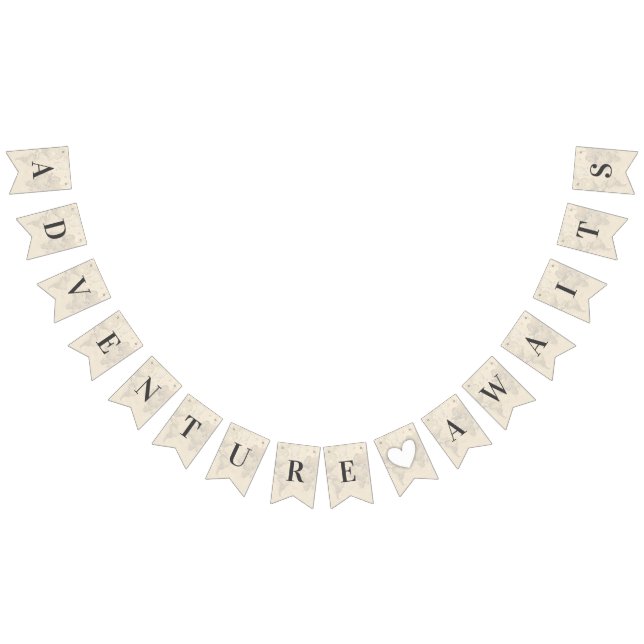 Äventyr inväntar Vintage Karta Travel Möhippa Vimplar (Alla)