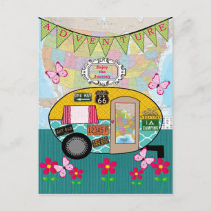 Äventyr Lycklig Camper RV Retro-vykort Vykort