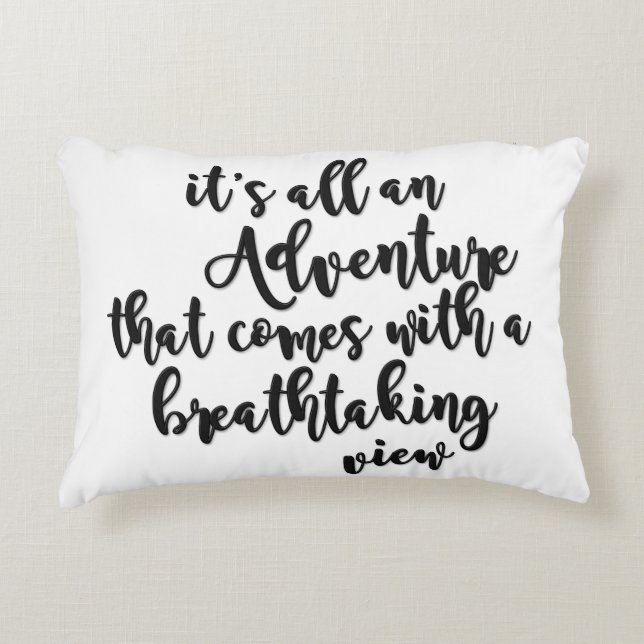 äventyr med andningsvisare svartvit prydnadskudde (Framsidan)