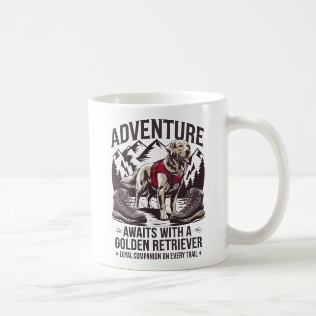 Äventyr med Golden Retriever Design Kaffemugg (Höger)