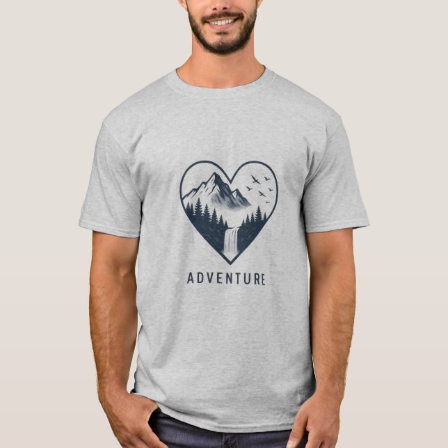 Äventyr Mountain Heart T-Shirt | Hiking Natature O (Framsida)