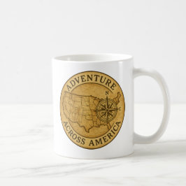 Äventyr över Amerika Vintage Karta Art Kaffemugg