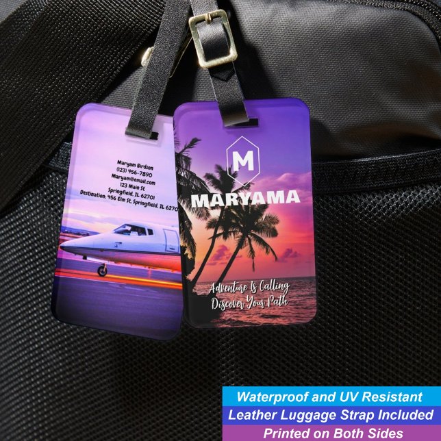 Äventyr på Hawaiis blåa ocean | Förnamn initial Bagagebricka (Waterproof Suitcase Tropical Travel Initial Luggage Tag)