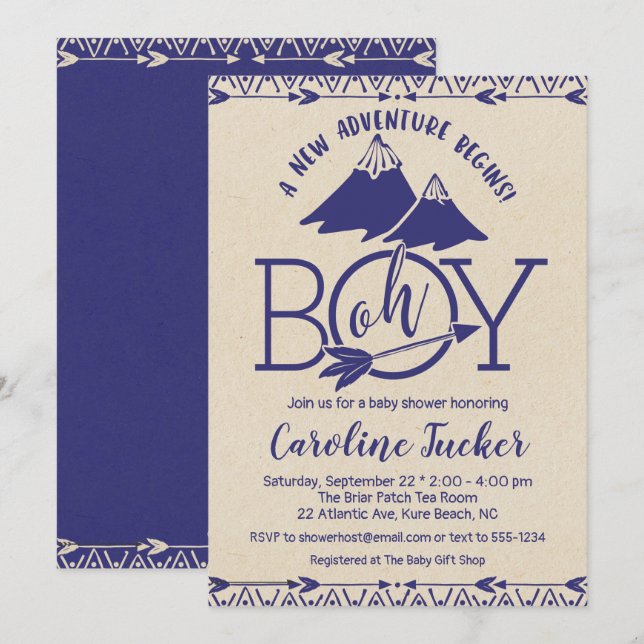 Äventyr Pojke-dusch för stamdjur Inbjudningar (Fram/baksida)