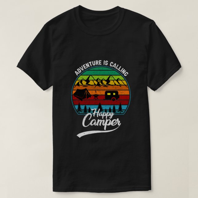 Äventyr ringer - Lycklig Camping T Shirt (Design framsida)