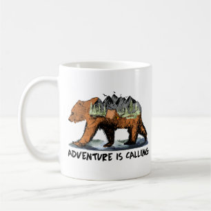 Äventyr ringer upp campingbjörn kaffemugg