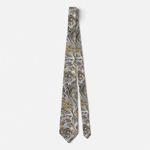 Äventyr Royal Satin Cream Paisley Neck Tie Slips