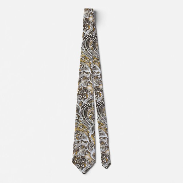 Äventyr Royal Satin Cream Paisley Neck Tie Slips (Framsida)