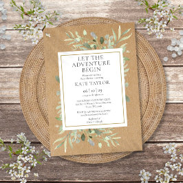 Äventyr Rustic Baby Shower Greenery Inbjudningar