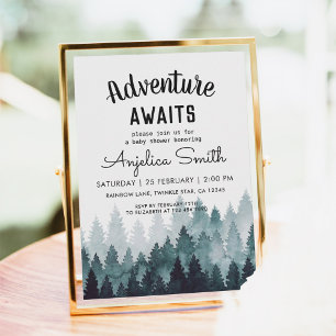 Äventyr Rustic Forest Baby Shower Inbjudningar