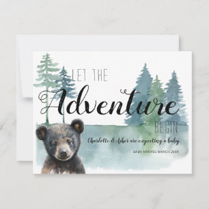 Äventyr Rustic Watercolor Bear Gravid Meddelande