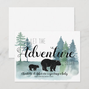 Äventyr Rustic Watercolor Bears Gravid Meddelande