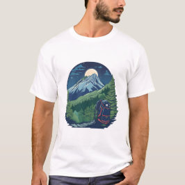 Äventyr-ryggsäck under månbelysta berg t shirt