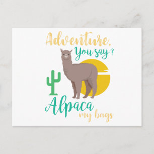 Äventyr säger du? Alpaca Mina väskor, roligt resan Vykort