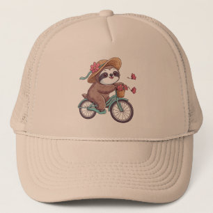 Äventyr Sloth på Bike, Cute Sloth på en bikrid Keps