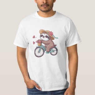 Äventyr Sloth på Bike, Cute Sloth på en bikrid T Shirt