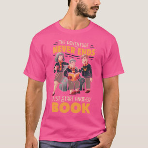 Äventyr slutar aldrig bara starta ett nytt Bok b T Shirt
