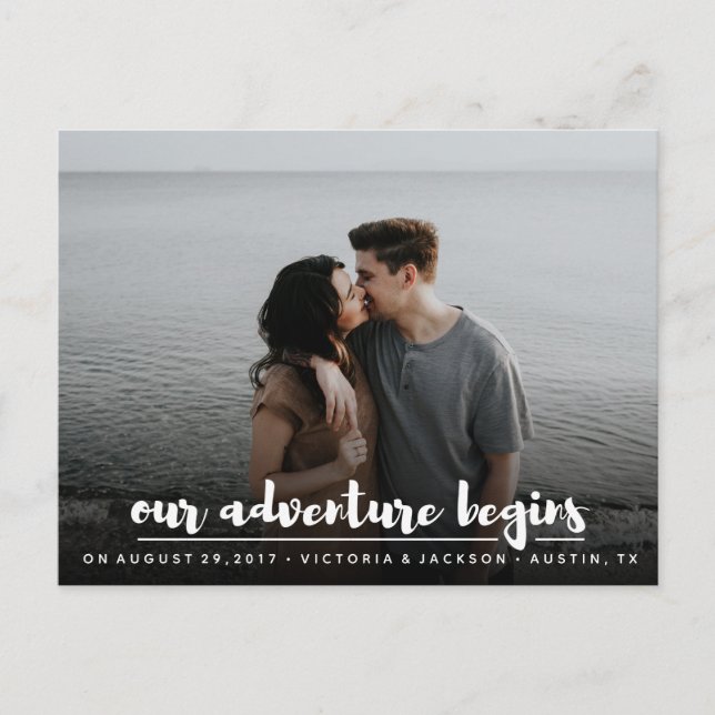 Äventyr sparar dagens moderna chic-foto meddelande vykort (Framsida)