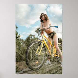 Äventyr Spirit - Kvinna med Gult Bicycle Poster
