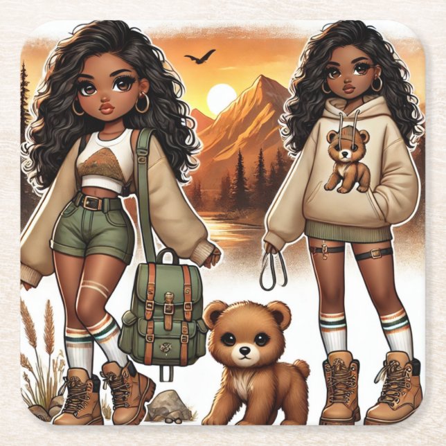 Äventyr & Stil Hiking Underlägg Papper Kvadrat (Framsidan)