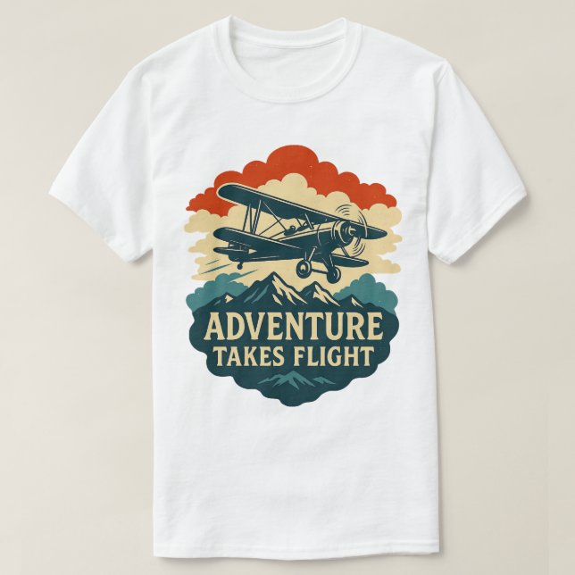 Äventyr tar flygplanskonst från Retro T Shirt (Design framsida)