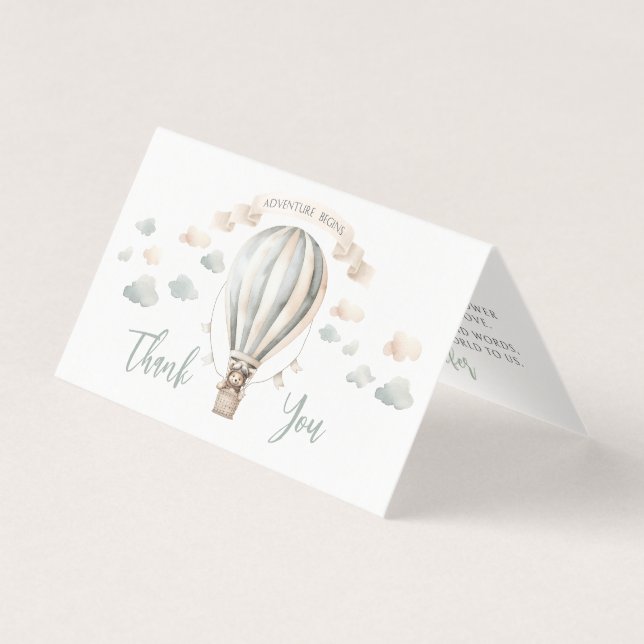 Äventyr Teddy Baby Shower Folable Tack Kort (Framsida)