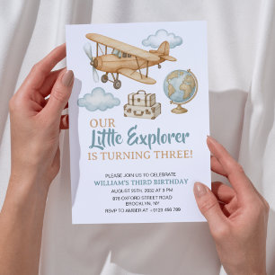 Äventyr Travel Little Explorer Birthday Inbjudningar